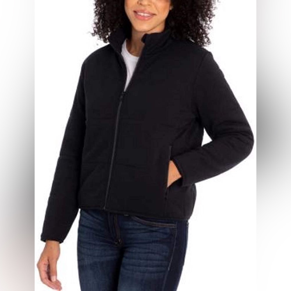 Three Dots Quilted Knit Jacket black